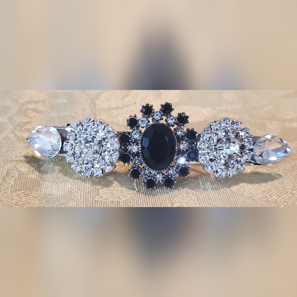 Black Crystal and Rhinestone Barrett